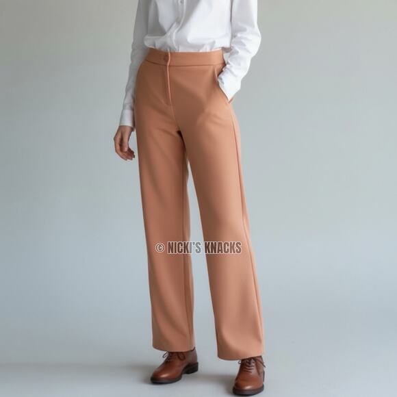 Sincerely Jules High Waisted Straight Leg Trouser Dress Pants Camel Tan Size L - Picture 1 of 12